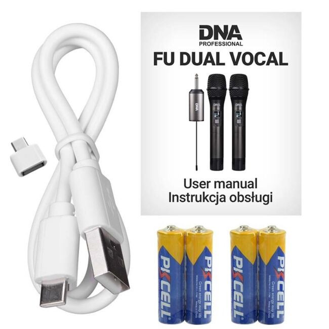 DNA FU DUAL VOCAL wokalowy mikrofon bezprzewodowy zestaw 2x nadajnik doręczny do karaoke